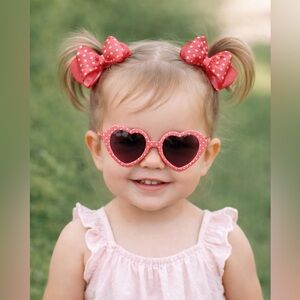 Hand Crafted Pink Polka Dot Hair Bows